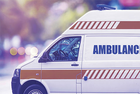 Ambulance on standby with paramedics