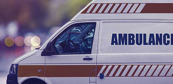 Ambulance on standby with paramedics